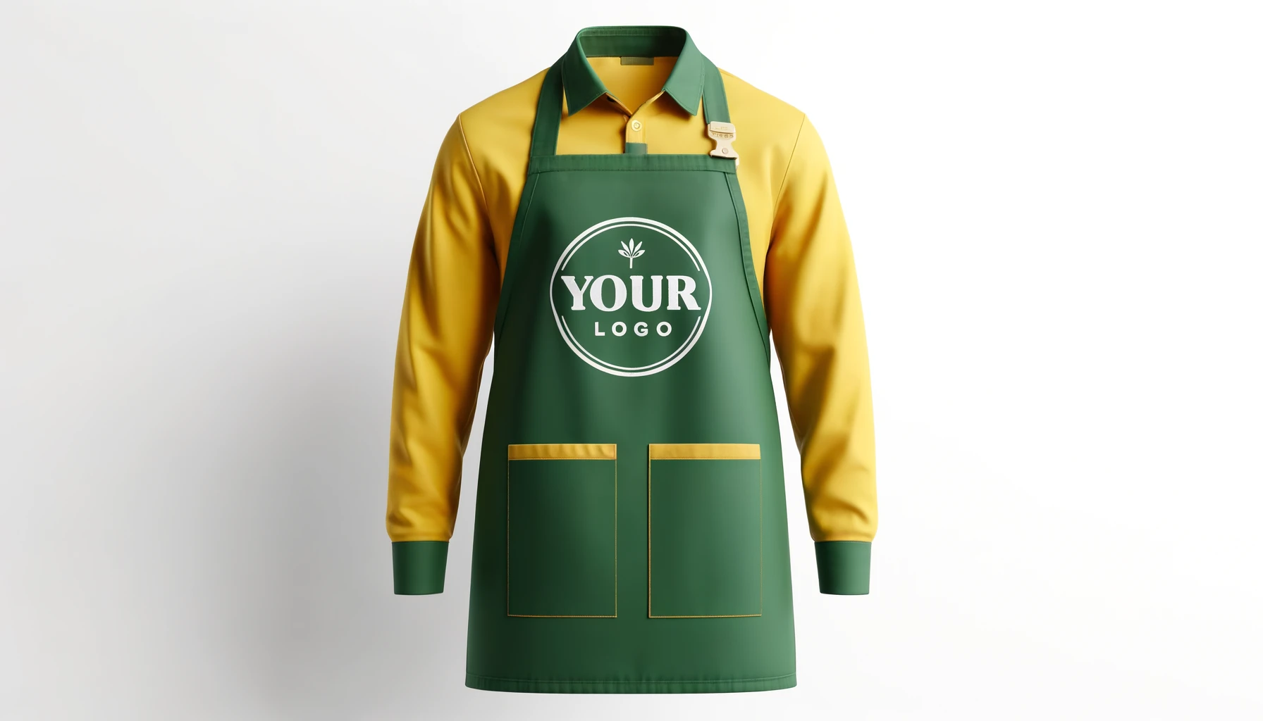 Branded green chef's apron.