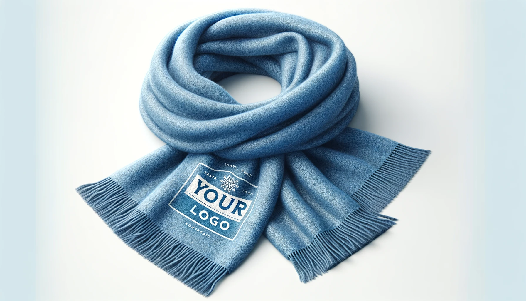 Branded blue winter scarf.