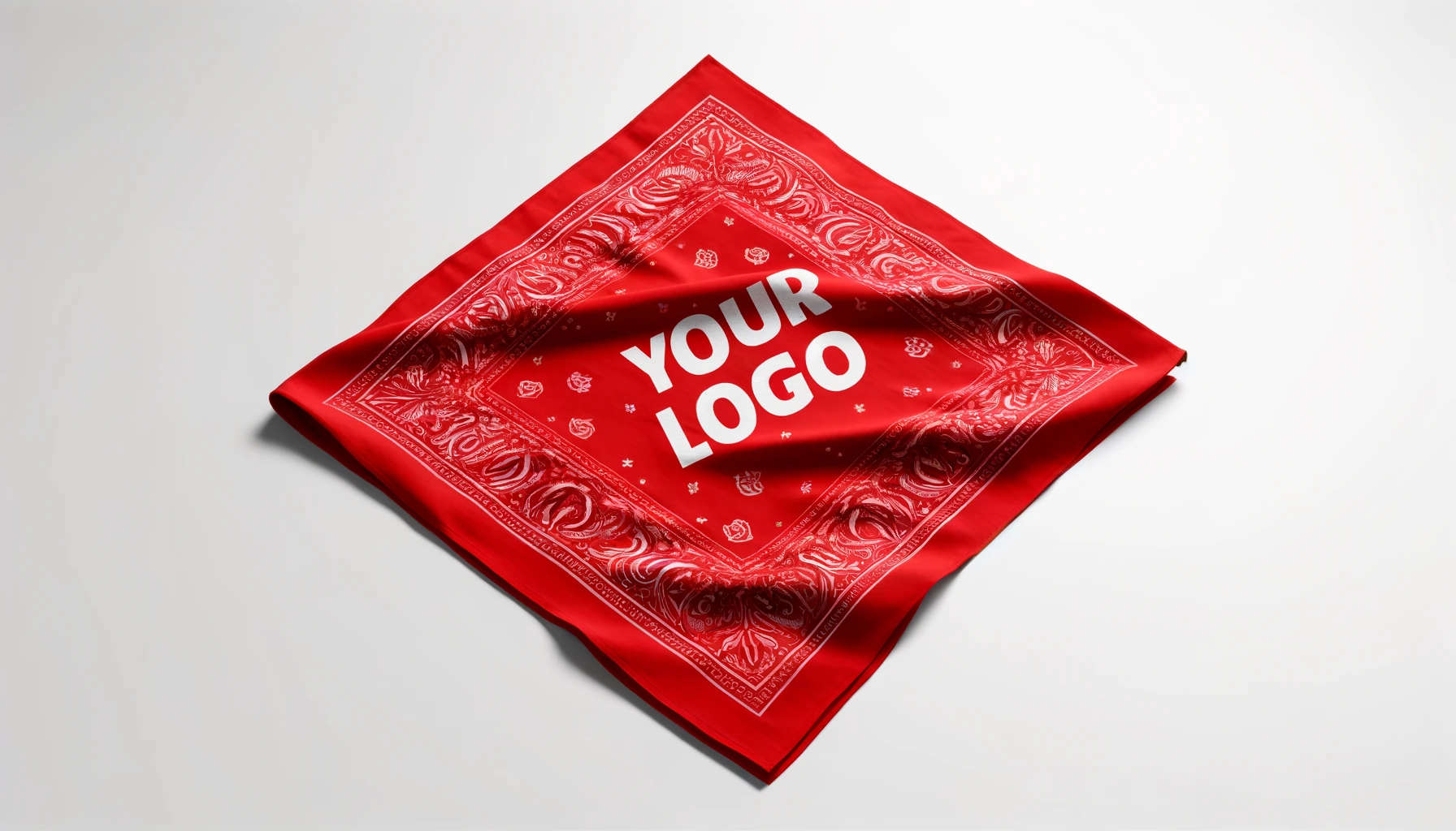 Red bandana with intricate designs and 'Your Logo'.