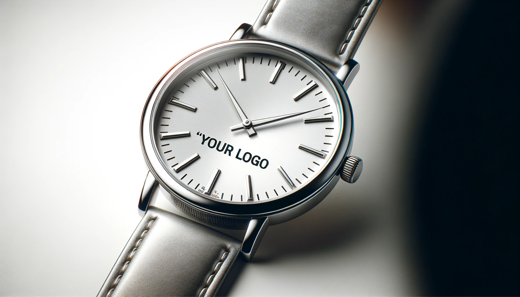 Elegant wristwatch with customizable 'Your Logo' on the dial