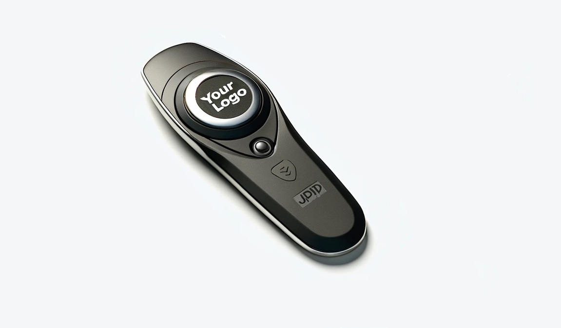 Custom presentation clicker with 'Your Logo'