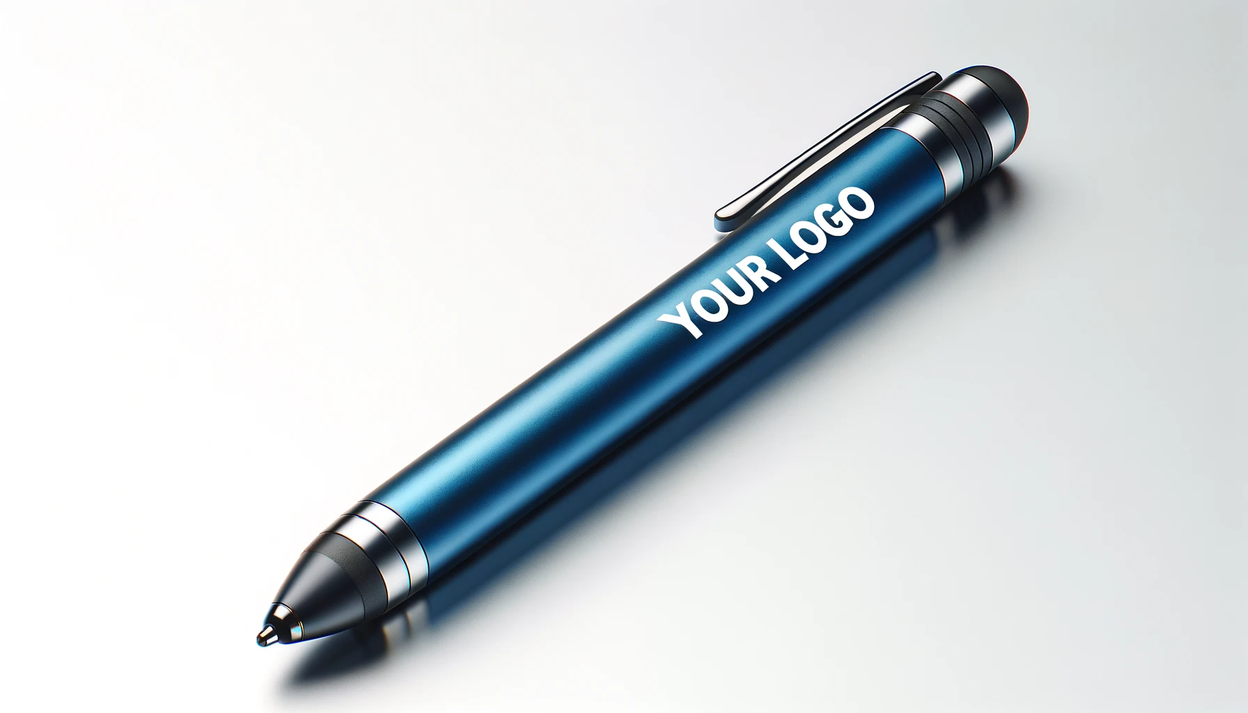 Blue Stylus metallic pen with custom engraving