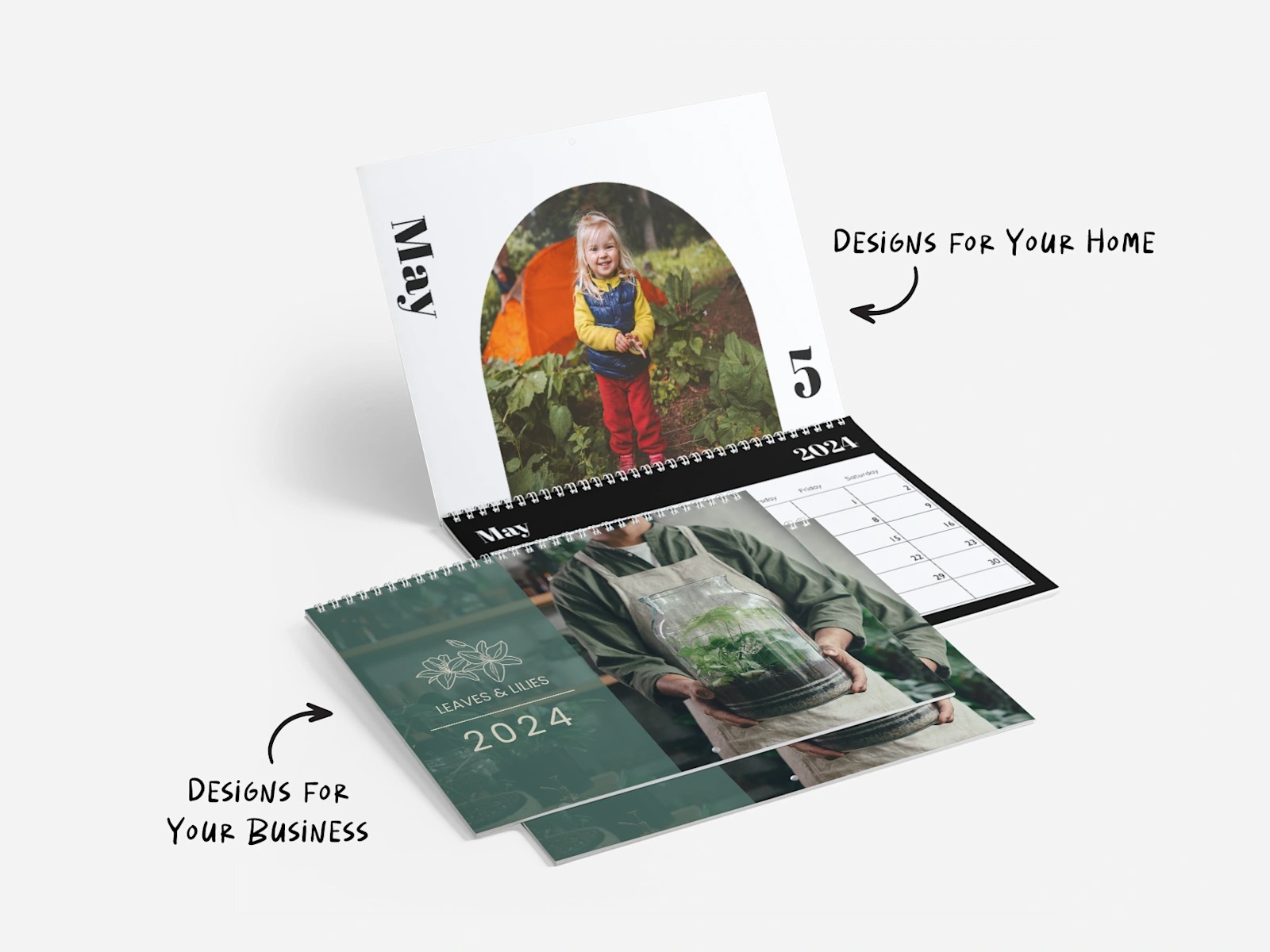 Customizable calendars showcasing personal and business themes